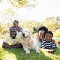 family on aerated lawn