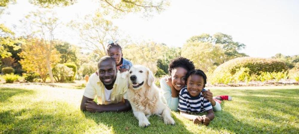 family on aerated lawn