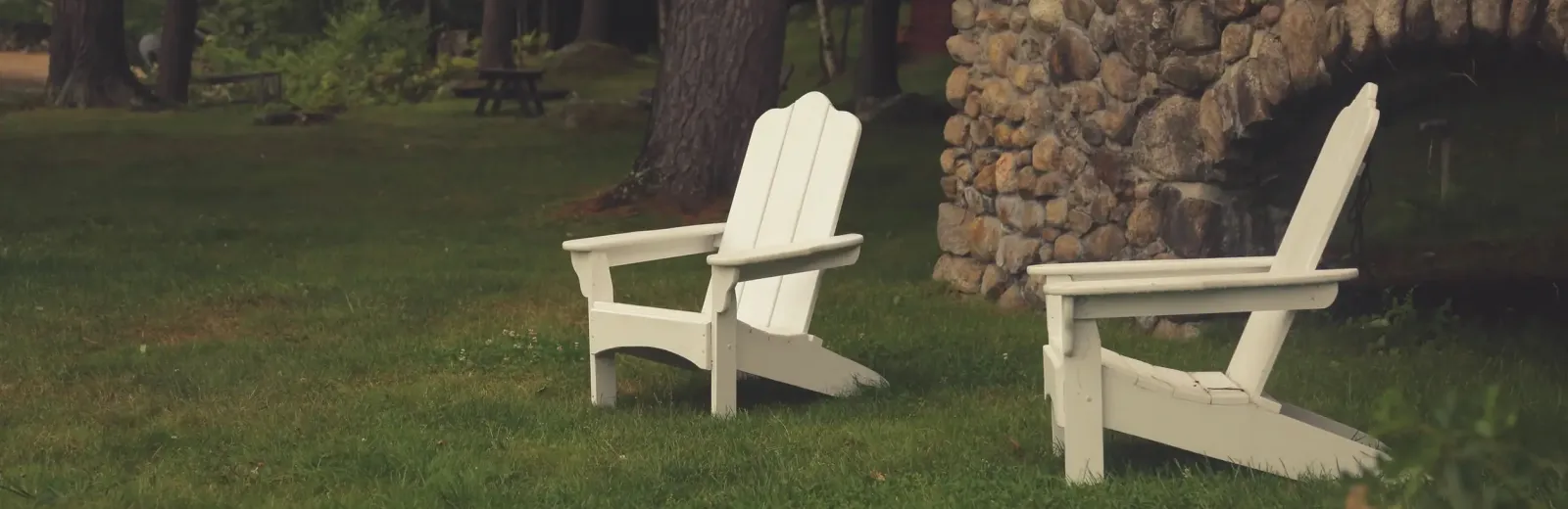 lawn chairs in a backyard